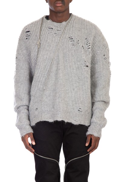 Zipped Distressed Sweater